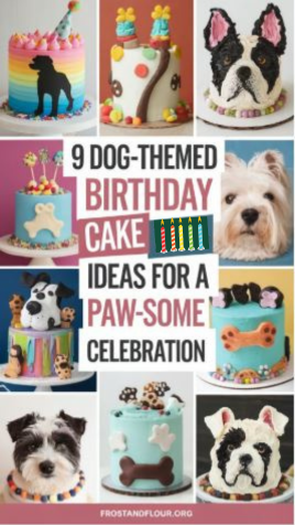 a collage of dog birthday cakes for inspiration